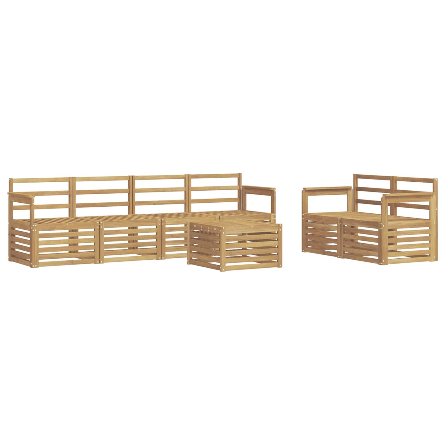Outdoor Sofa Set 7 pcs White Solid Acacia Wood