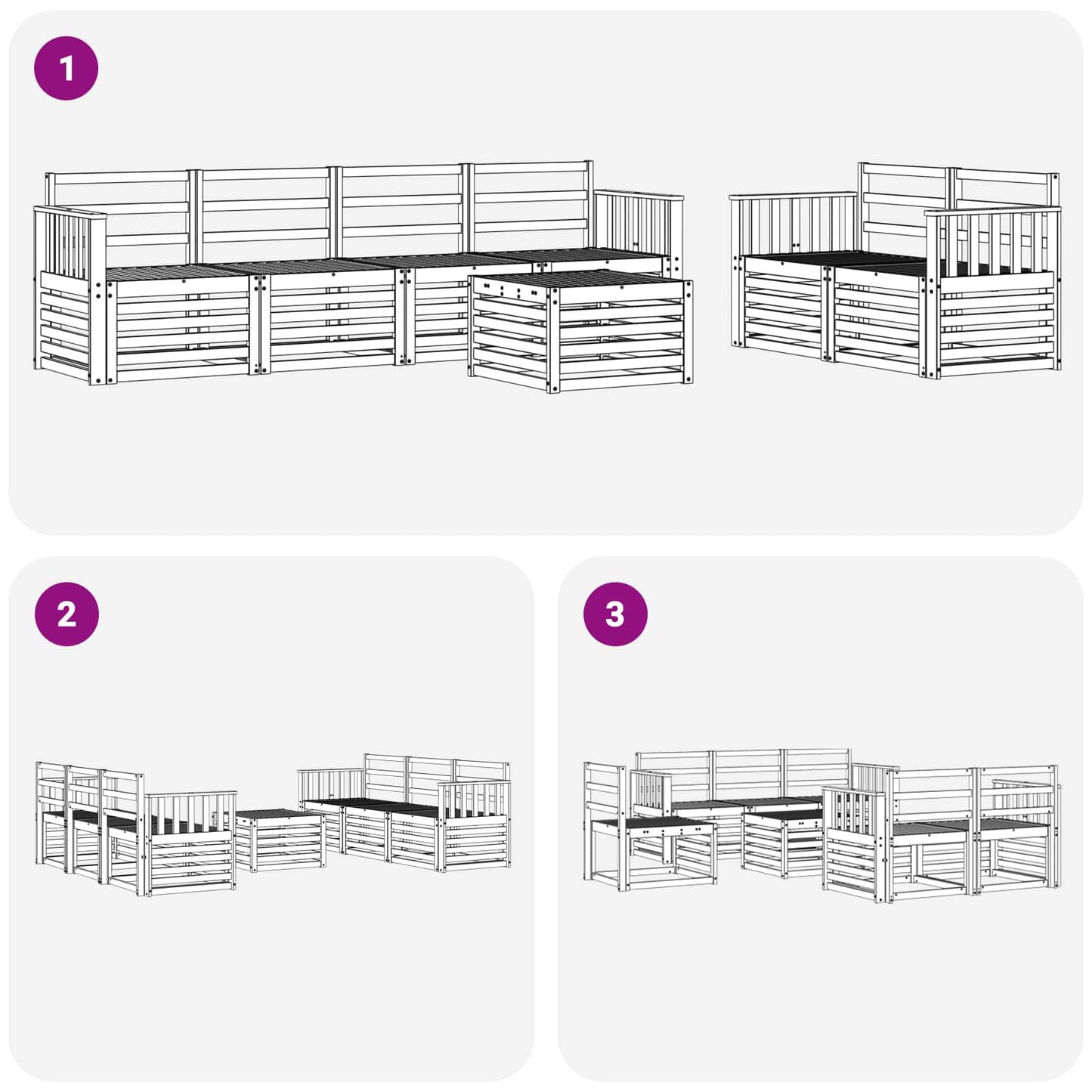 Outdoor Sofa Set 7 pcs White Solid Acacia Wood