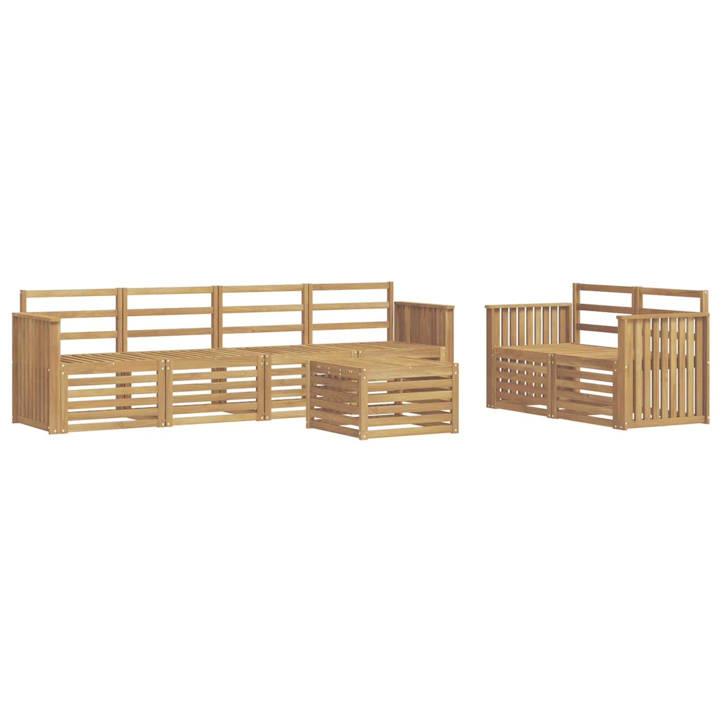 Outdoor Sofa Set 7 pcs White Solid Acacia Wood