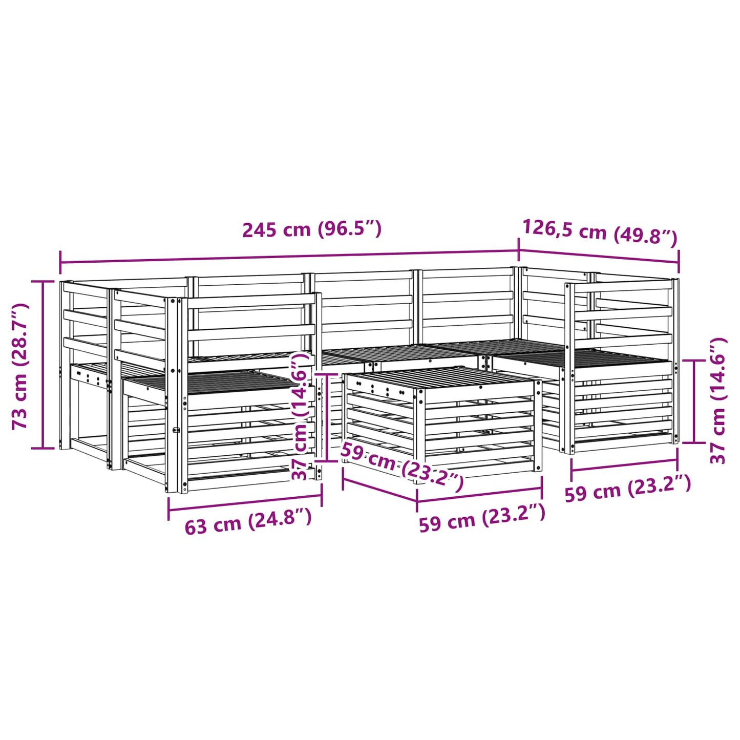Outdoor Sofa Set 7 pcs White Solid Acacia Wood