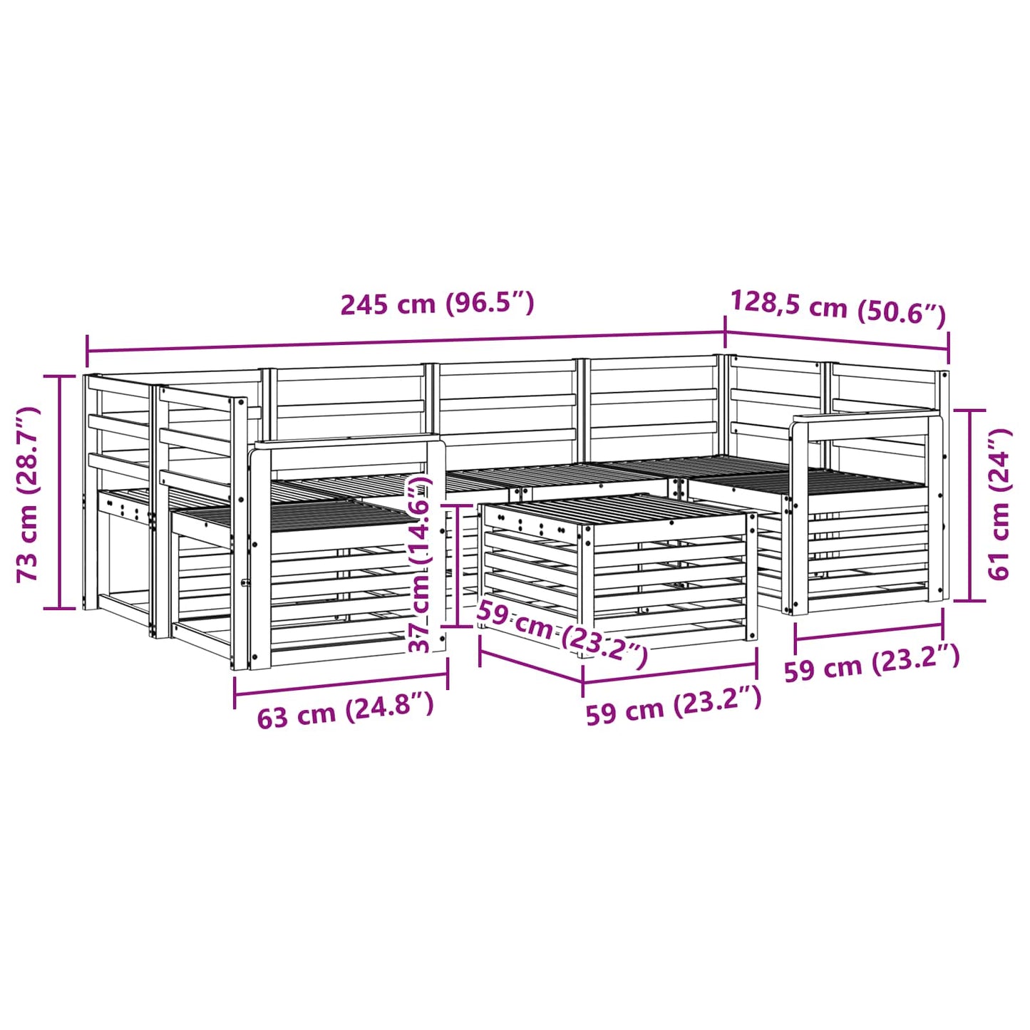Outdoor Sofa Set 7 pcs White Solid Acacia Wood