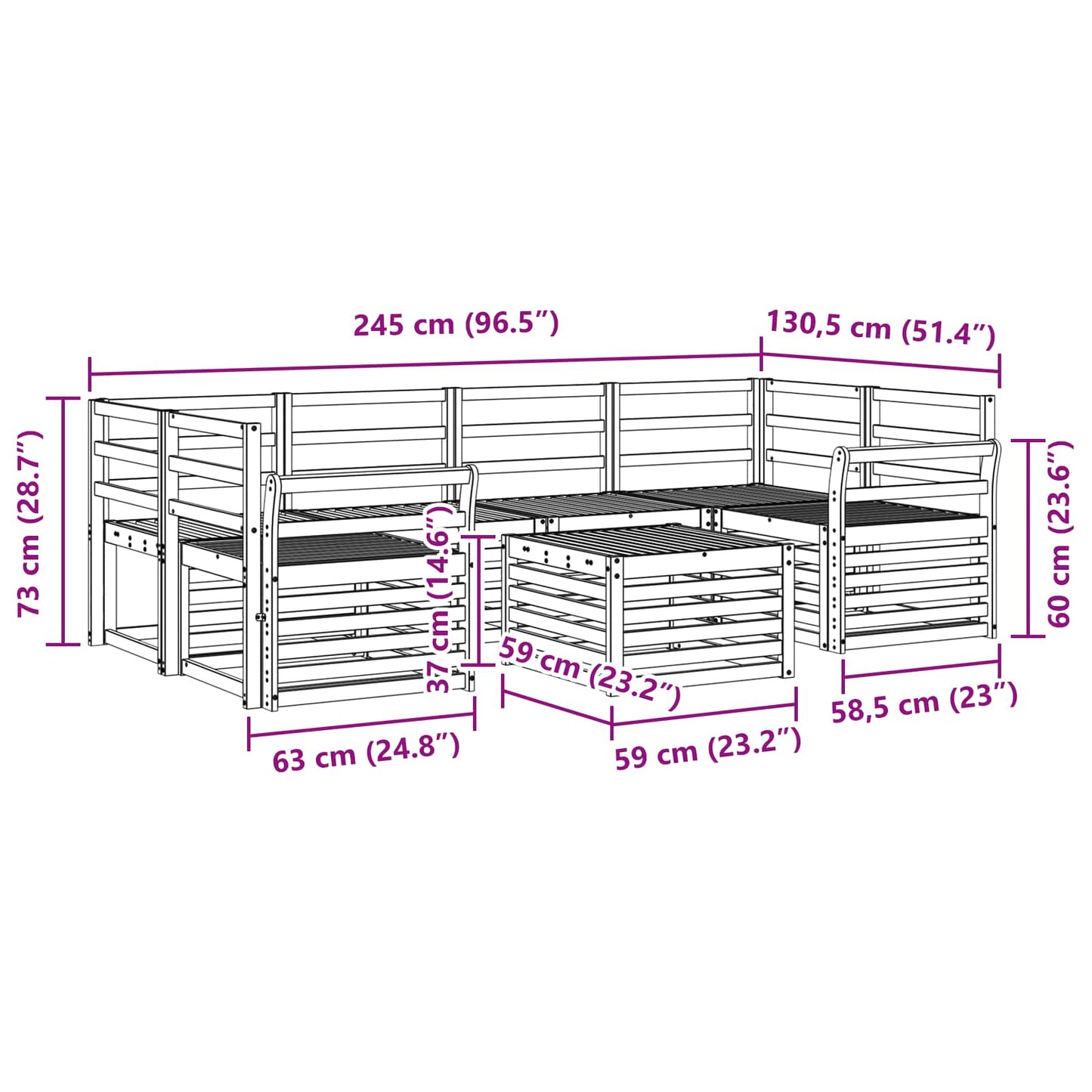 Outdoor Sofa Set 7 pcs White Solid Acacia Wood