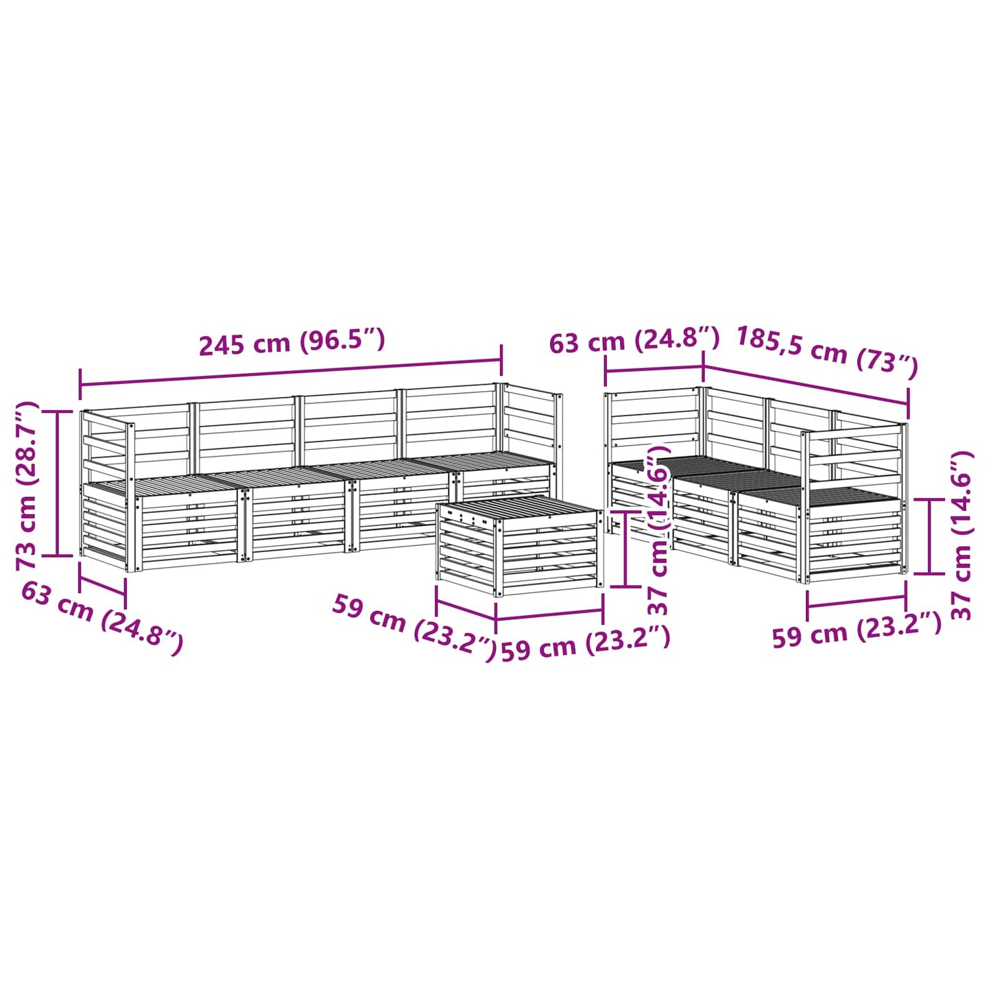 Sofa Sets Solid Acacia Wood