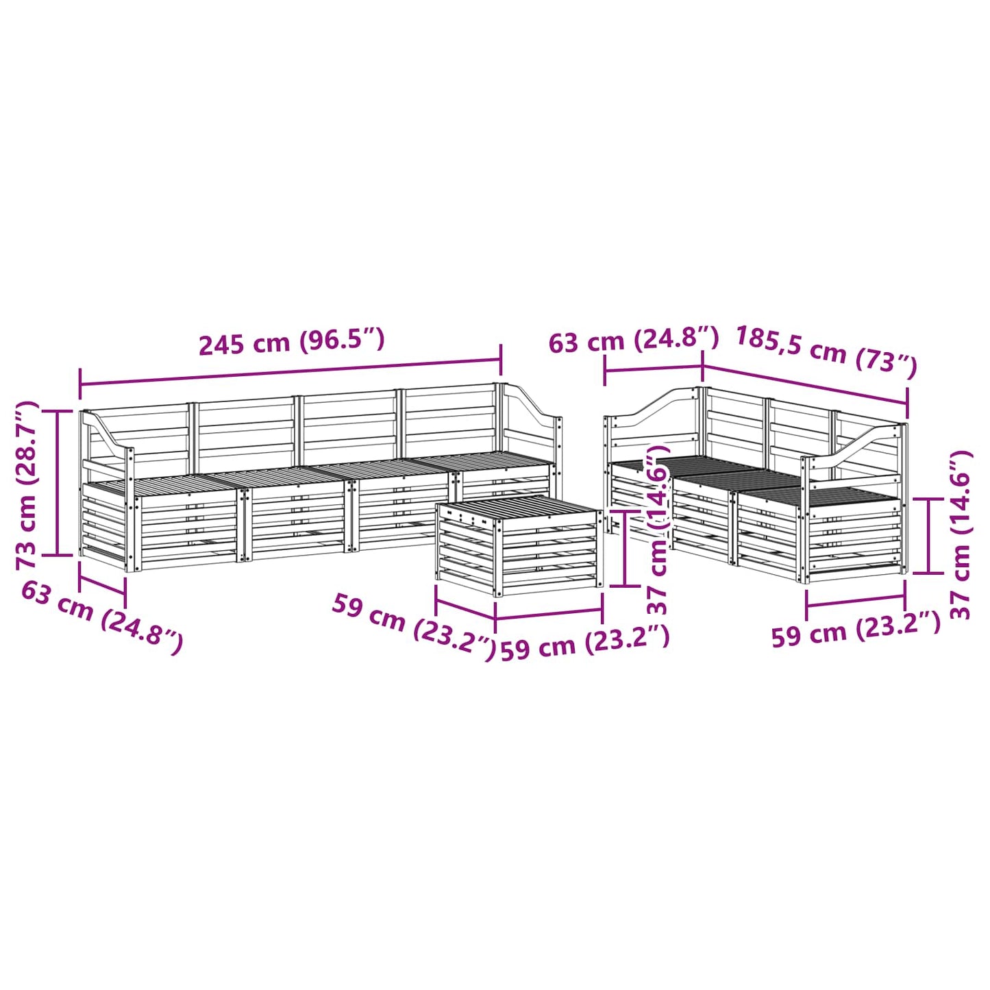 Sofa Sets Solid Acacia Wood