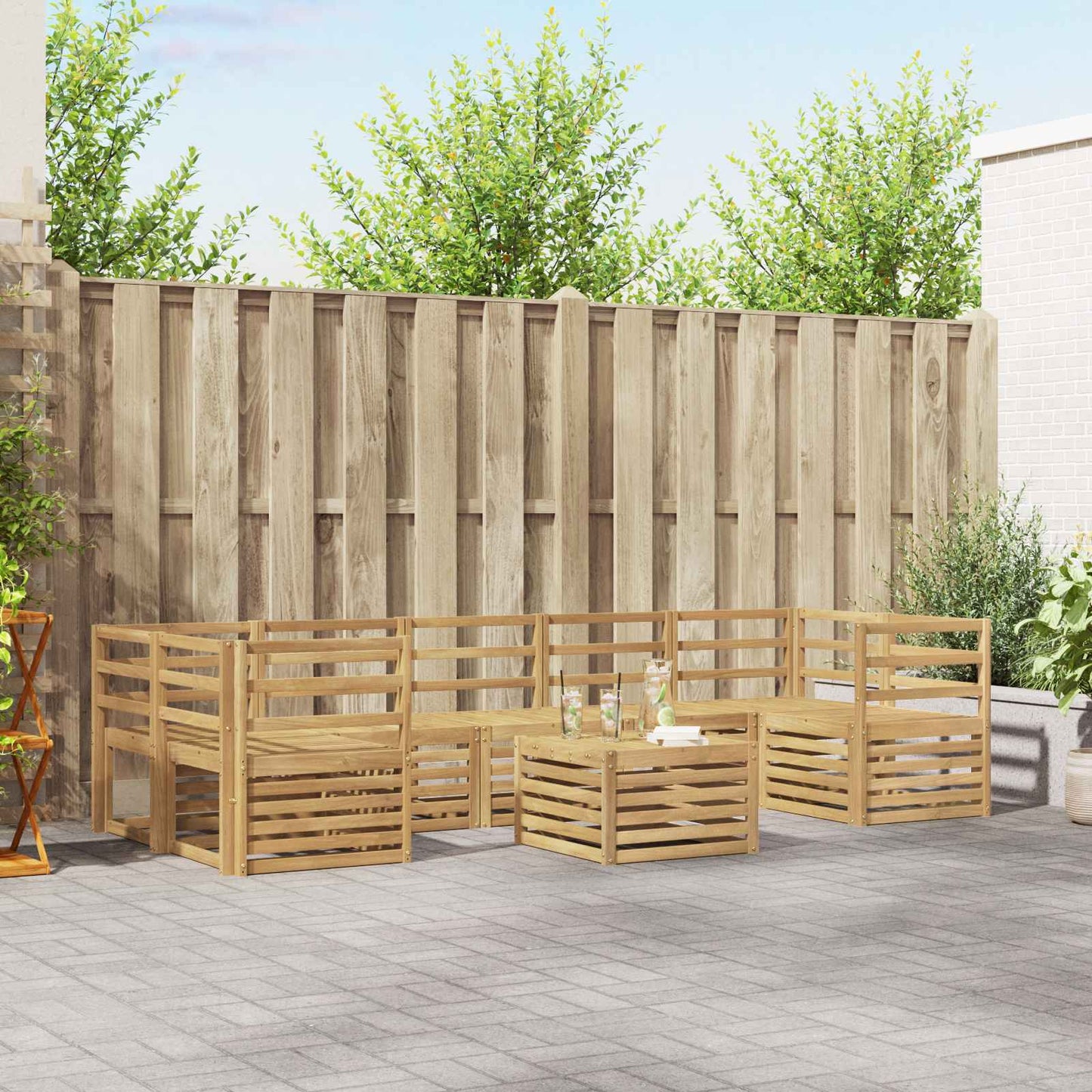 Outdoor Sofa Set 8 pcs White Solid Acacia Wood