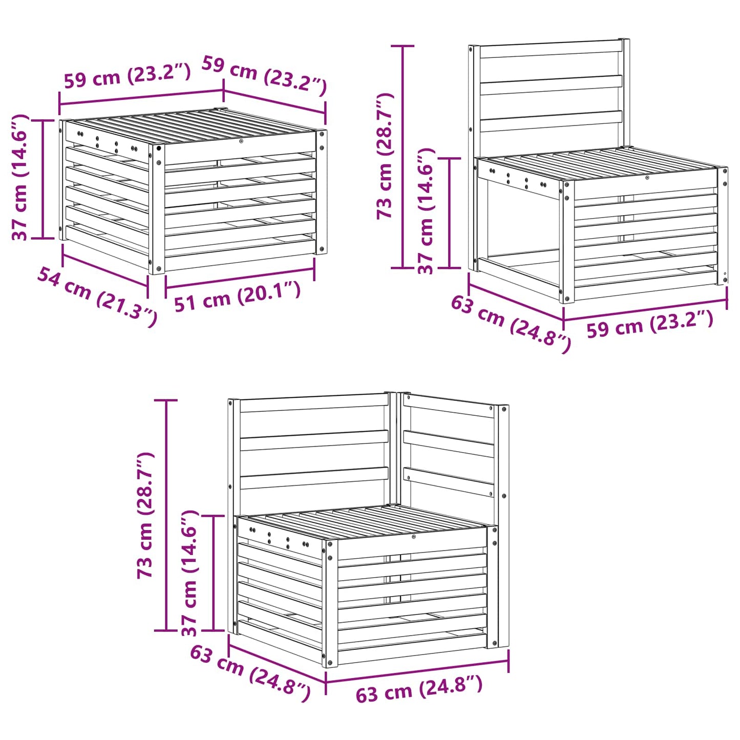 Outdoor Sofa Set 8 pcs White Solid Acacia Wood