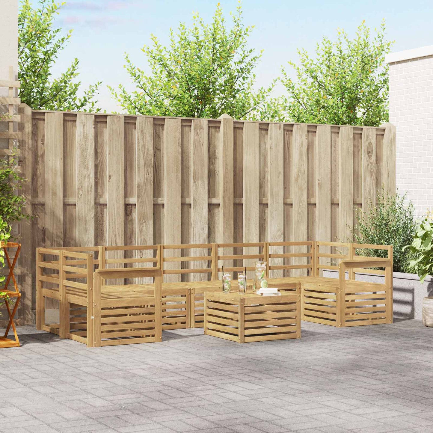 Outdoor Sofa Set 8 pcs White Solid Acacia Wood
