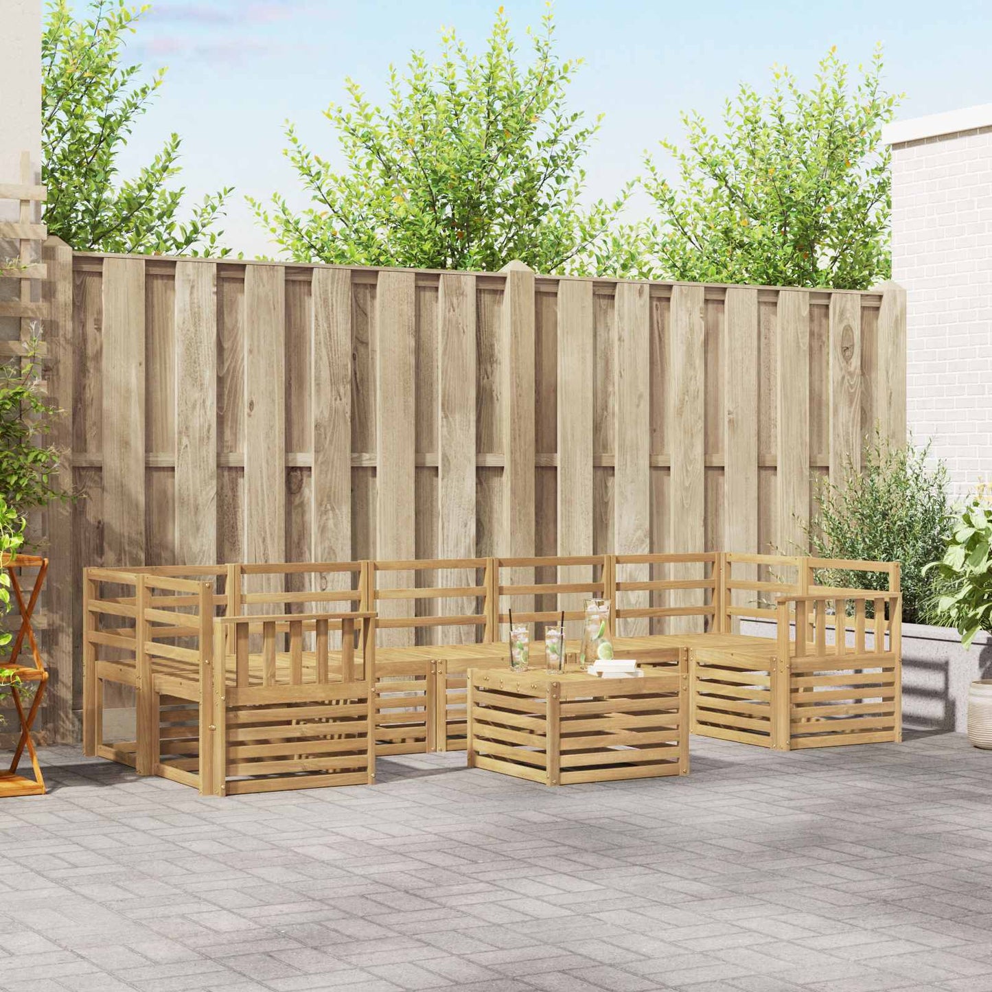 Outdoor Sofa Set 8 pcs White Solid Acacia Wood