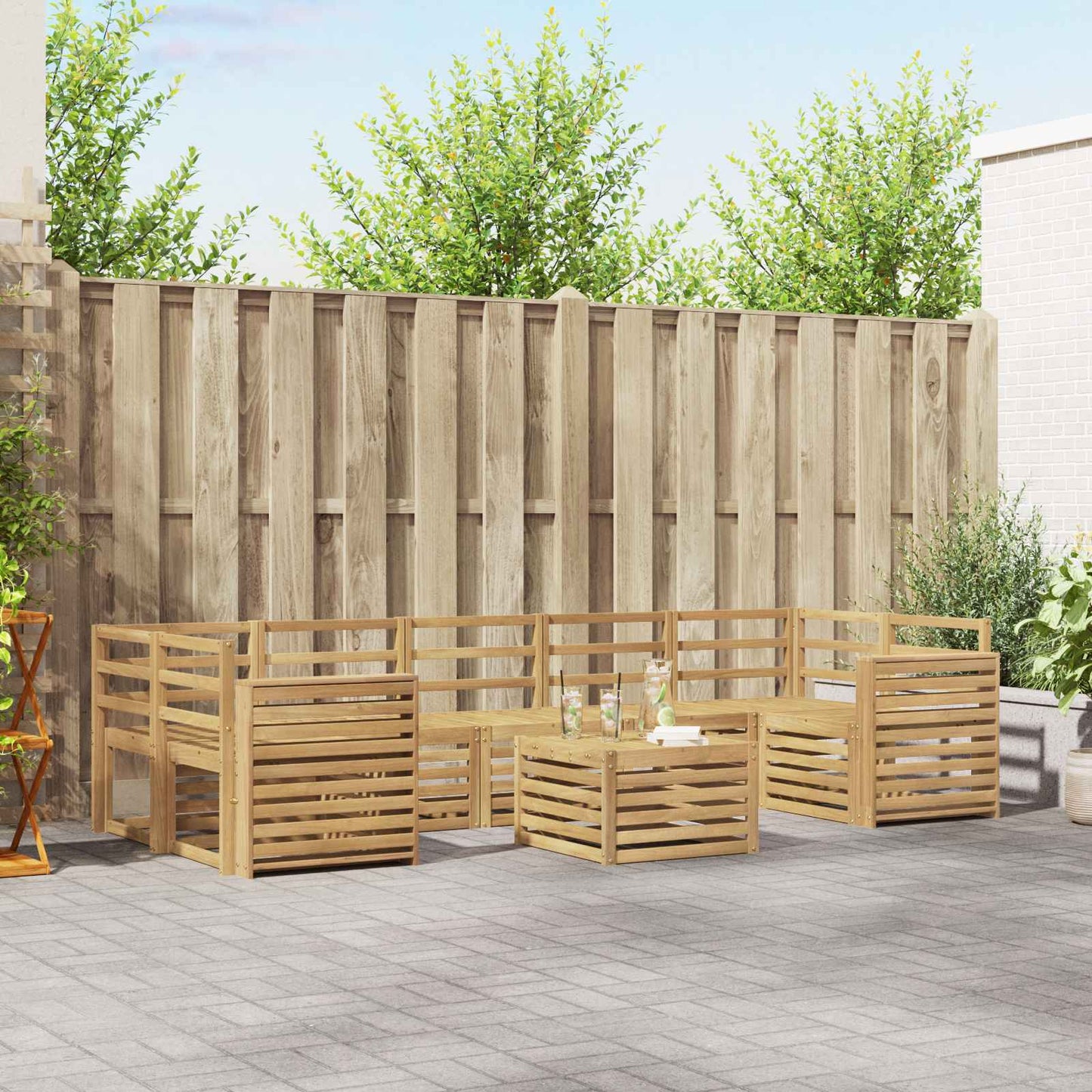 Outdoor Sofa Set 8 pcs White Solid Acacia Wood