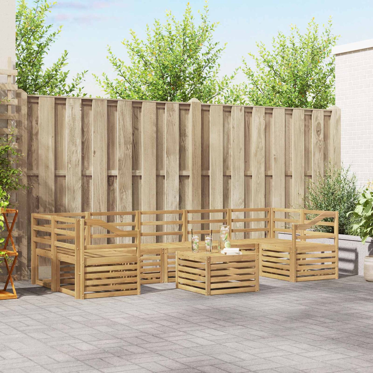 Outdoor Sofa Set 8 pcs White Solid Acacia Wood