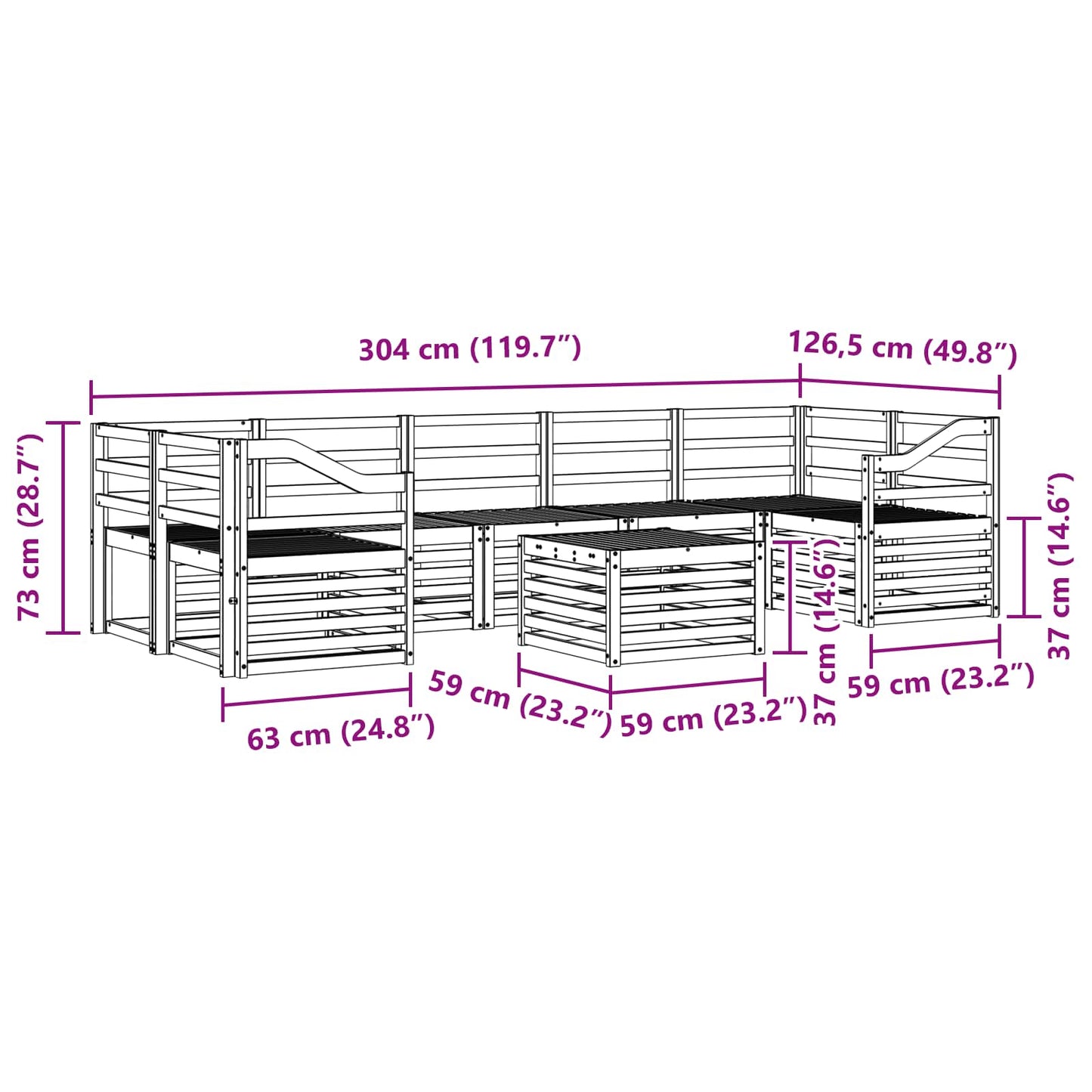Outdoor Sofa Set 8 pcs White Solid Acacia Wood