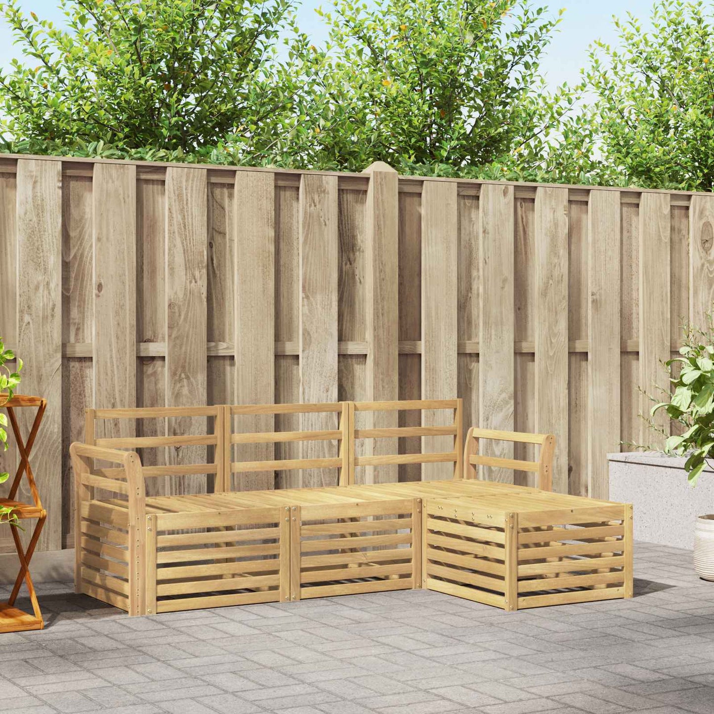 Outdoor Sofa Set 4 pcs White 193.5 x 122.5 x 73 cm