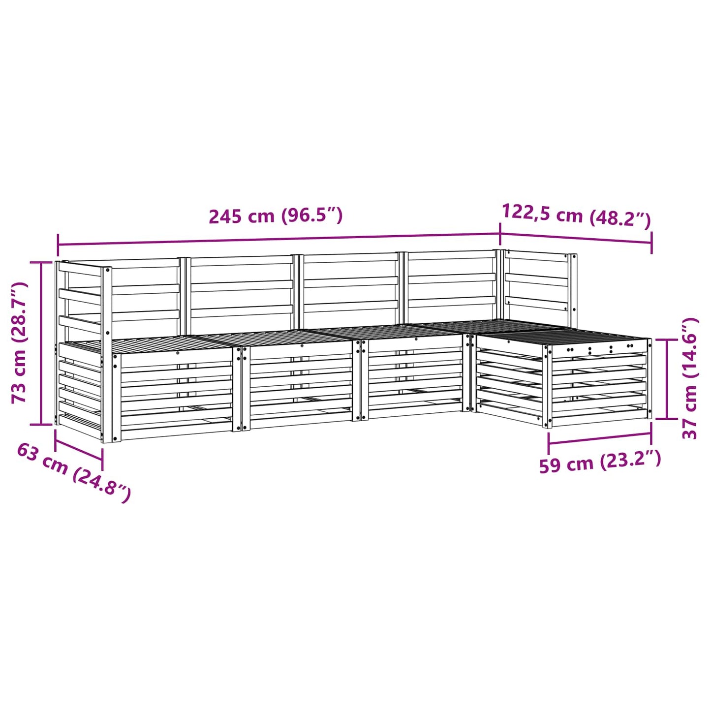Outdoor Sofa Set 5 pcs White Solid Acacia Wood