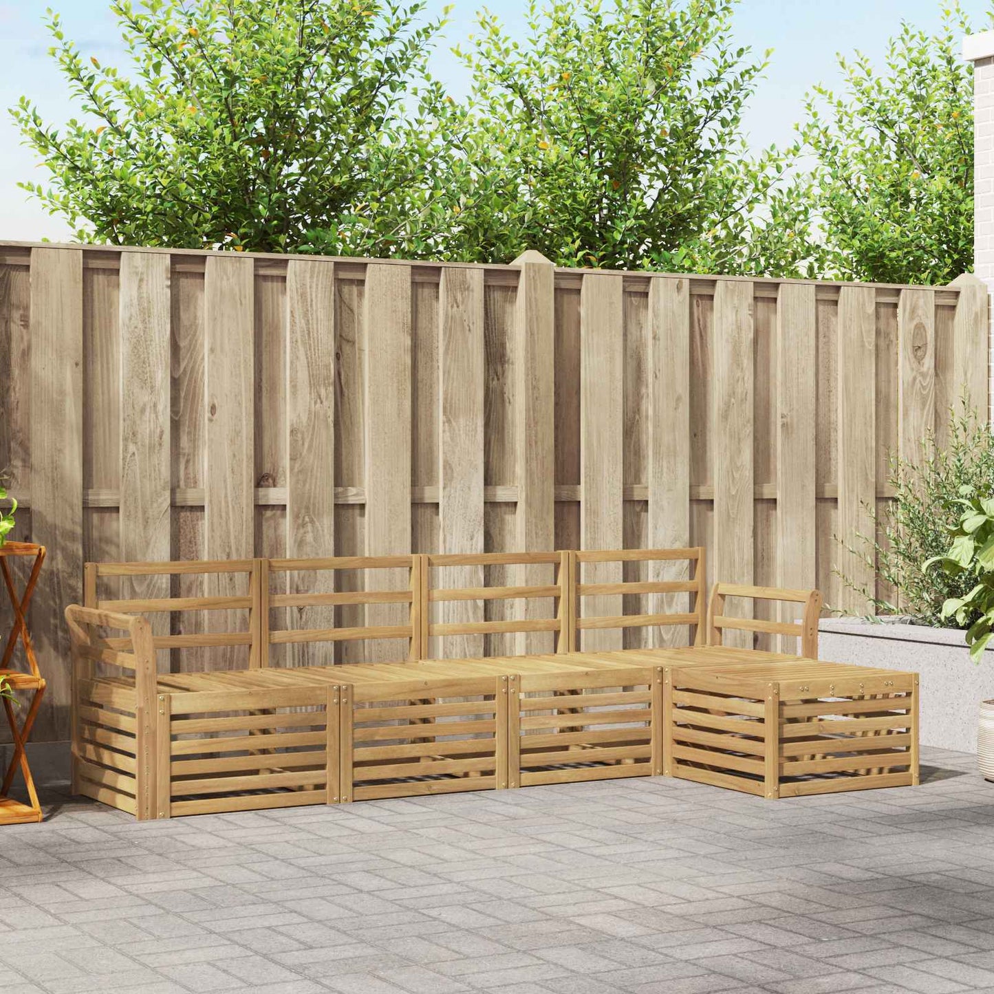 Outdoor Sofa Set 5 pcs White 253 x 122.5 x 73 cm