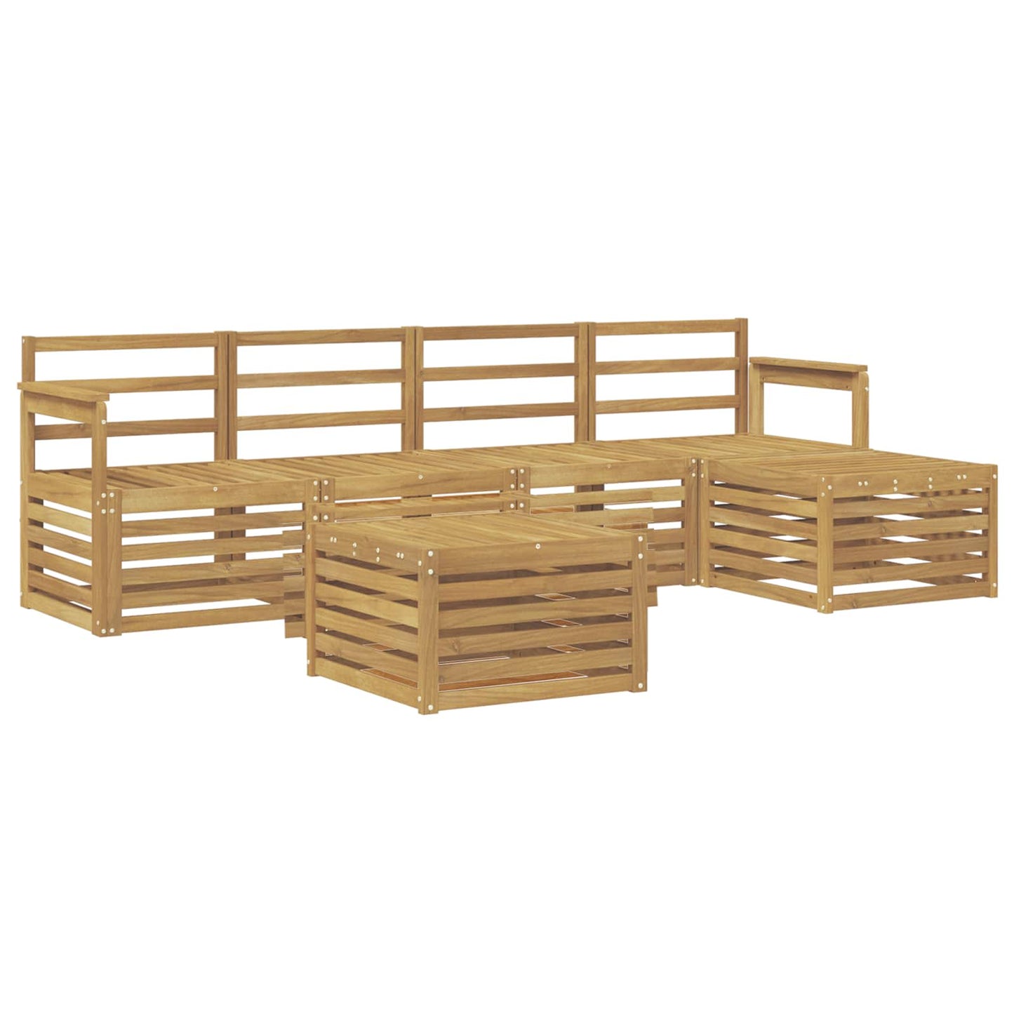 Outdoor Sofa Set 6 pcs White 59 x 59 x 37 cm Solid Acacia Wood