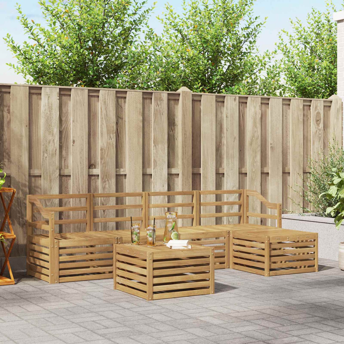Outdoor Sofa Set 6 pcs White Solid Acacia Wood