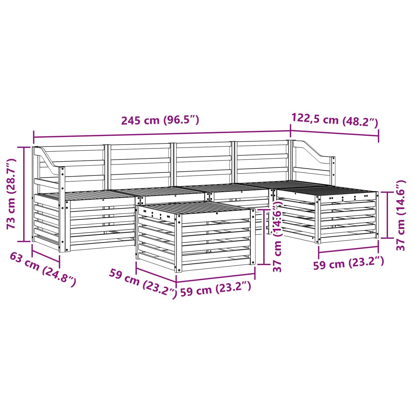 Outdoor Sofa Set 6 pcs White Solid Acacia Wood