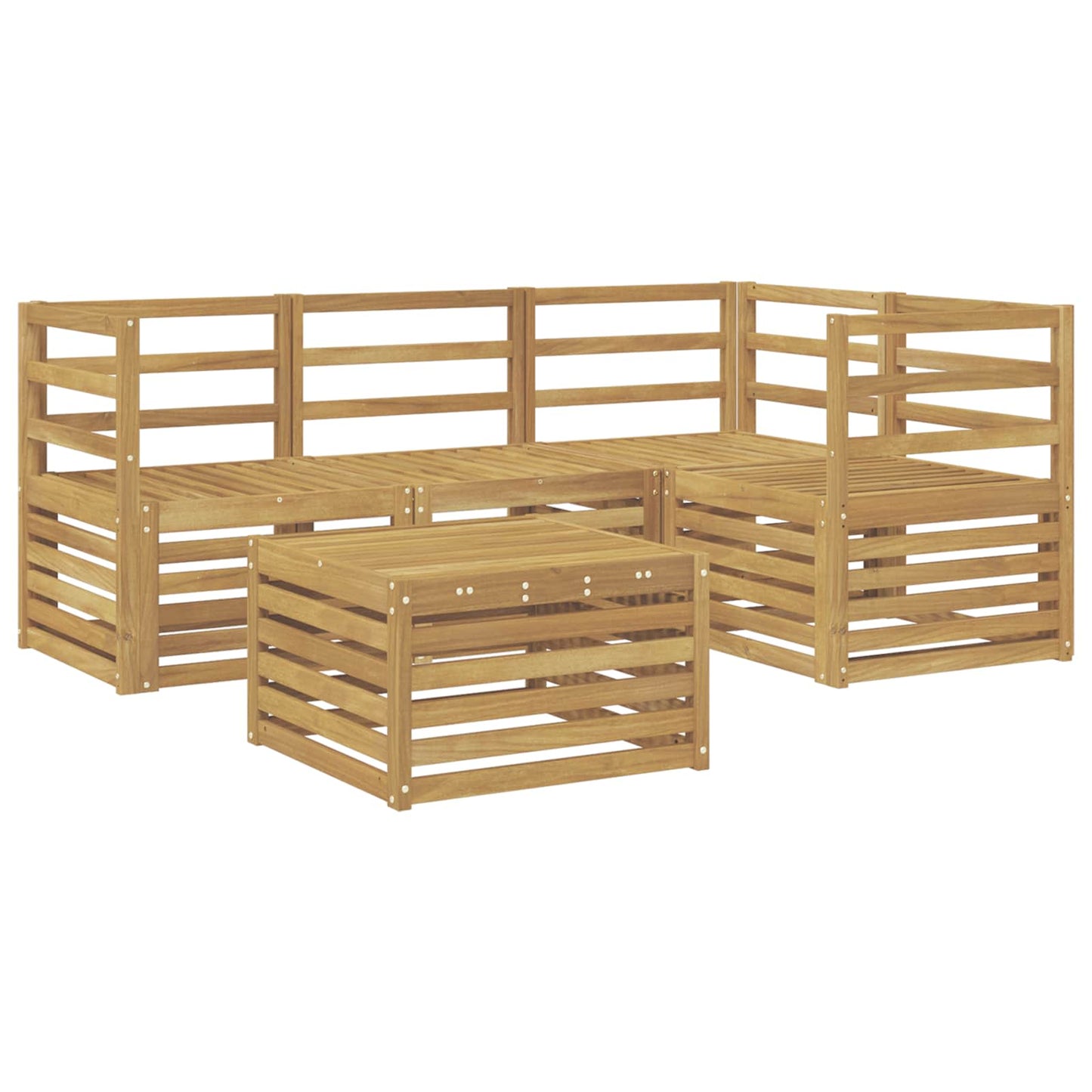 Outdoor Sofa Set 5 pcs White 59 x 59 x 37 cm Solid Acacia Wood