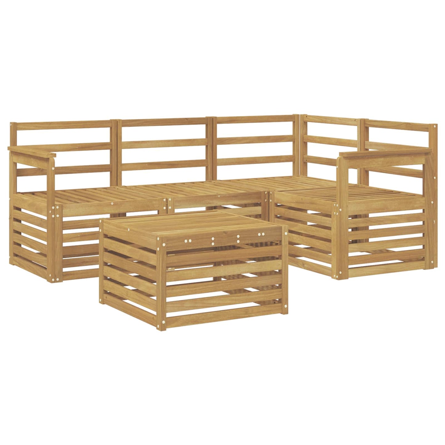 Outdoor Sofa Set 5 pcs White 59 x 59 x 37 cm Solid Acacia Wood