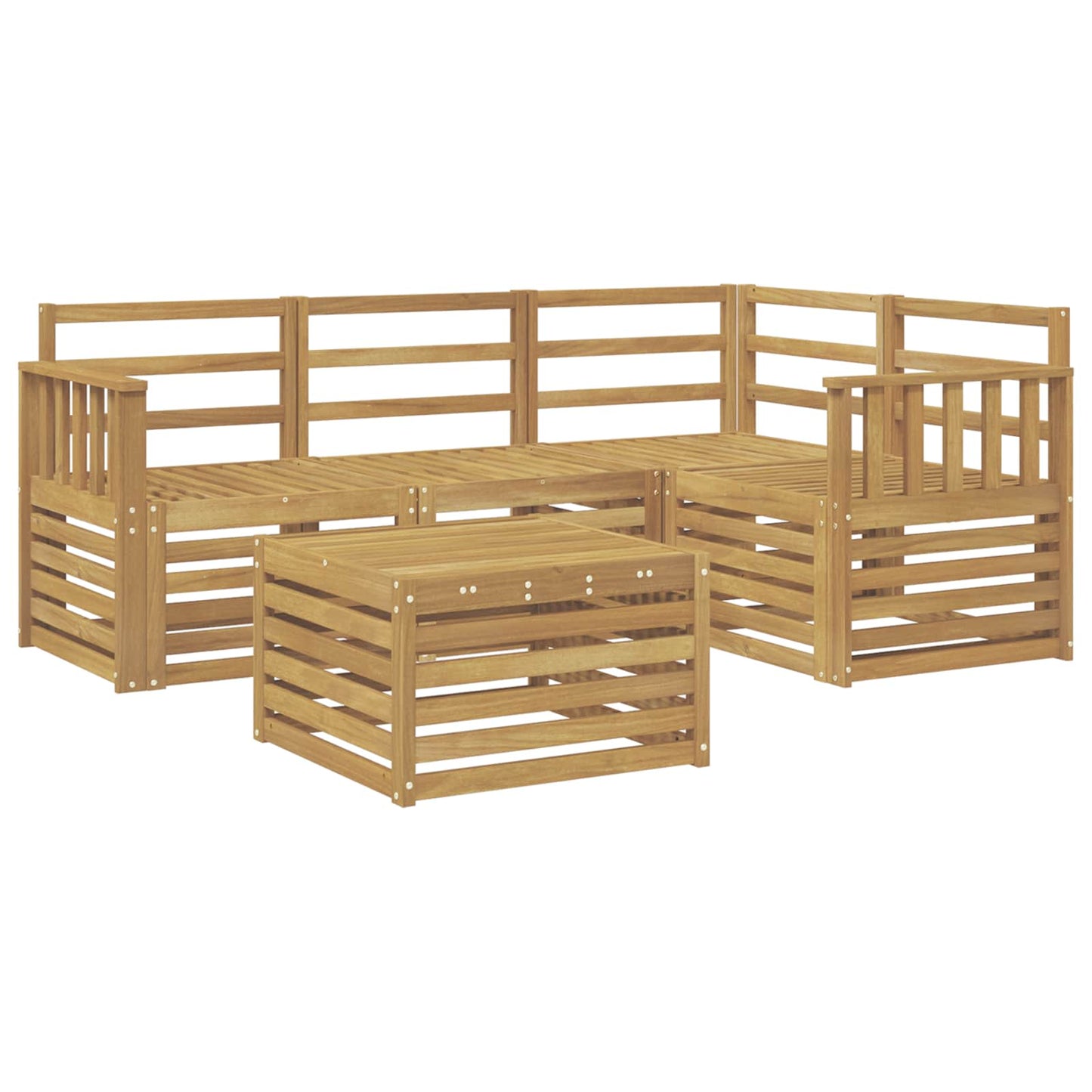 Outdoor Sofa Set 5 pcs White 59 x 59 x 37 cm Solid Acacia Wood