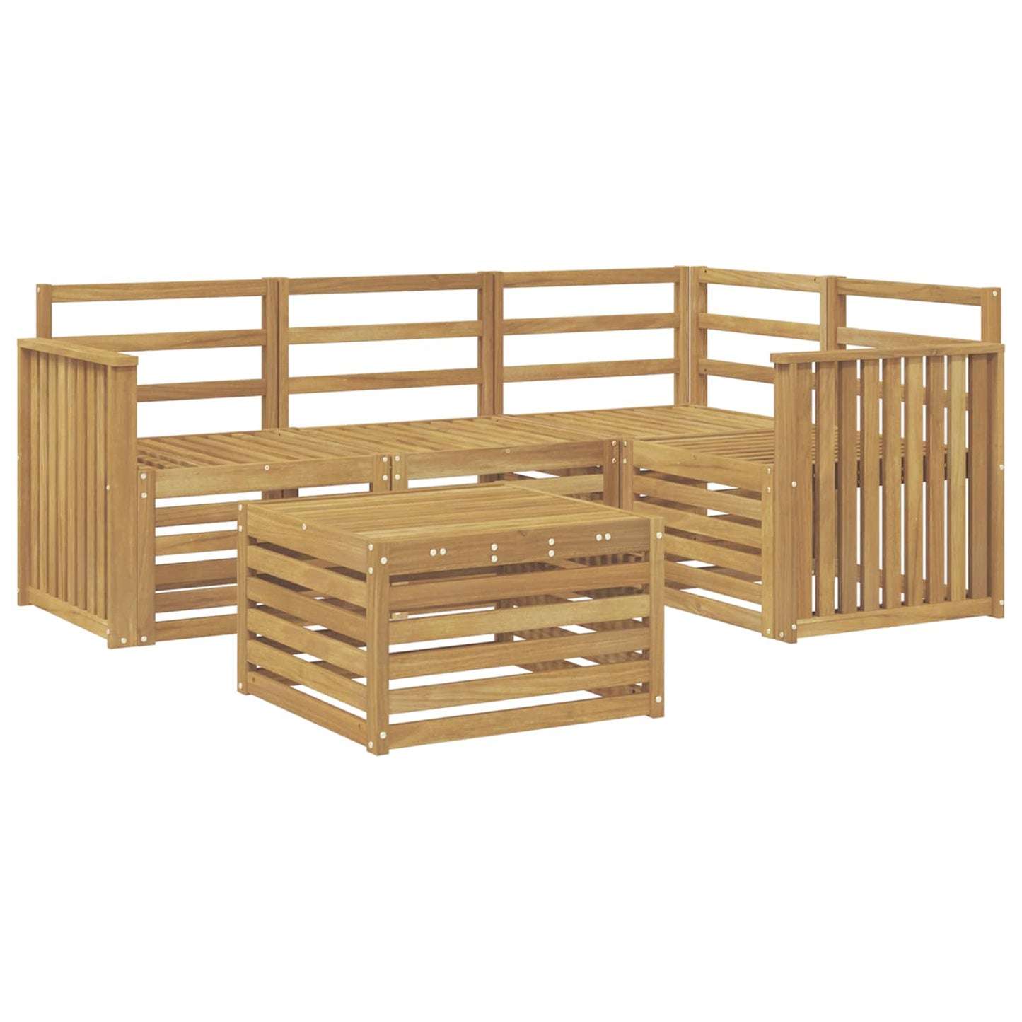 Outdoor Sofa Set 5 pcs White 59 x 59 x 37 cm Solid Acacia Wood