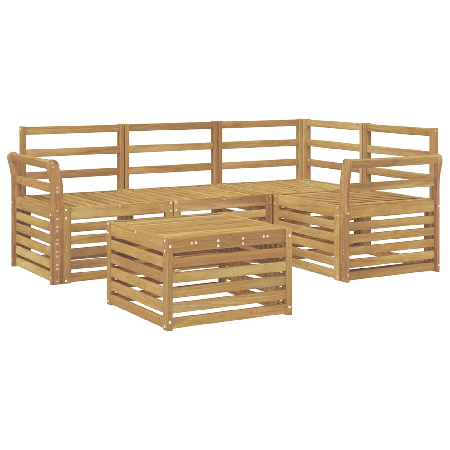 Outdoor Sofa Set 5 pcs White 59 x 59 x 37 cm Solid Acacia Wood
