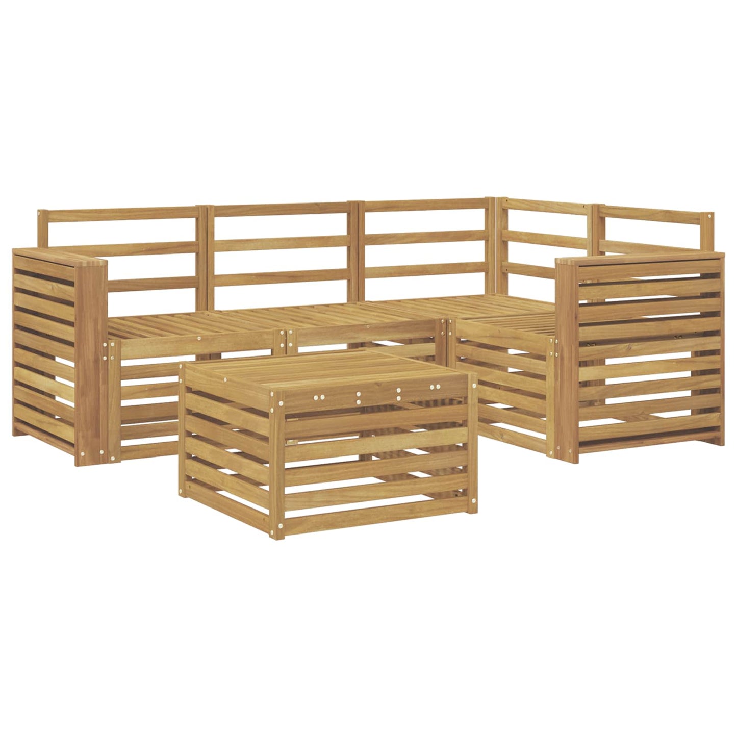 Outdoor Sofa Set 5 pcs White 59 x 59 x 37 cm Solid Acacia Wood