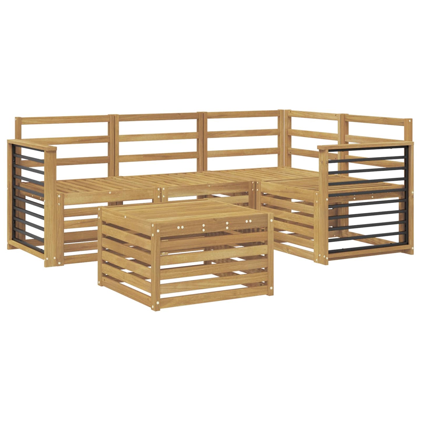 Outdoor Sofa Set 5 pcs White 59 x 59 x 37 cm Solid Acacia Wood