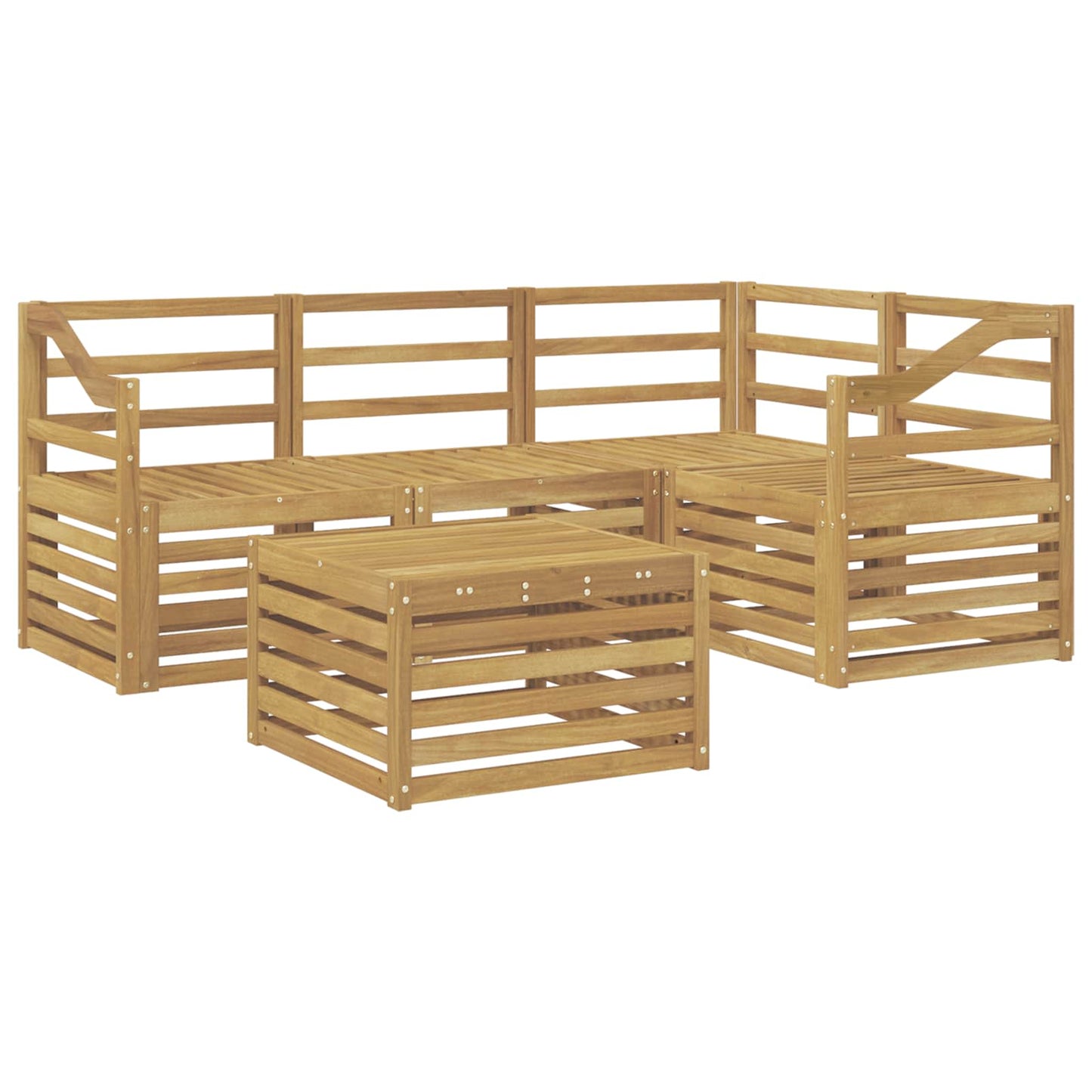 Outdoor Sofa Set 5 pcs White 59 x 59 x 37 cm Solid Acacia Wood