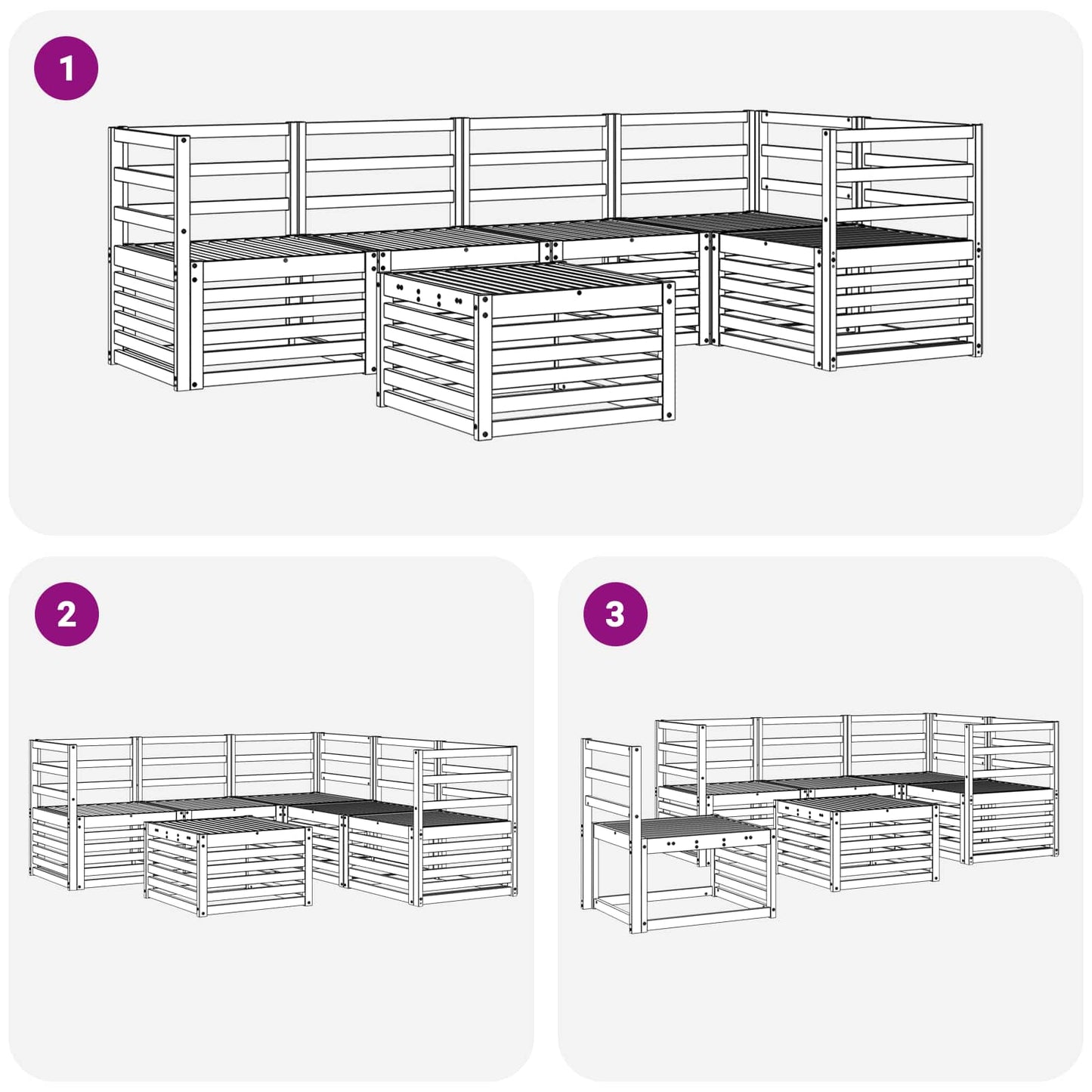 Outdoor Sofa Set 6 pcs White 59 x 59 x 37 cm Solid Acacia Wood