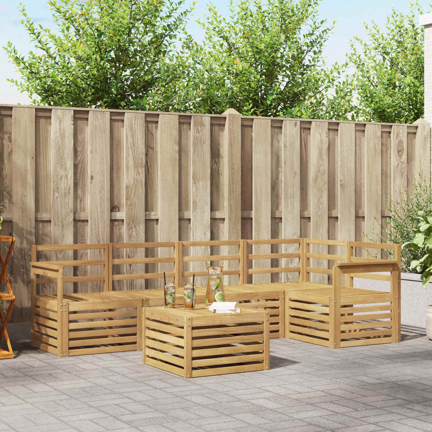 Outdoor Sofa Set 6 pcs White 59 x 59 x 37 cm Solid Acacia Wood