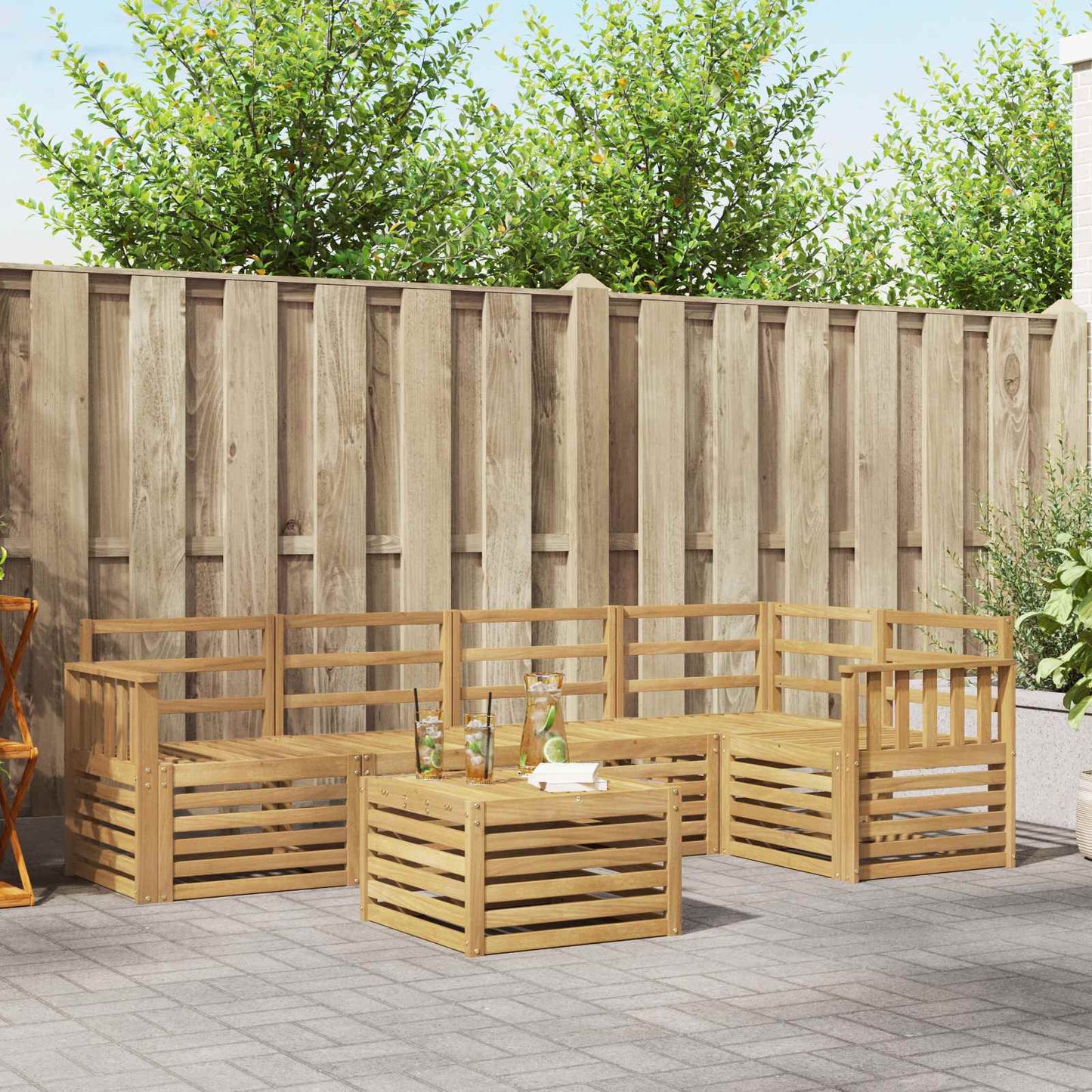 Outdoor Sofa Set 6 pcs White 59 x 59 x 37 cm Solid Acacia Wood
