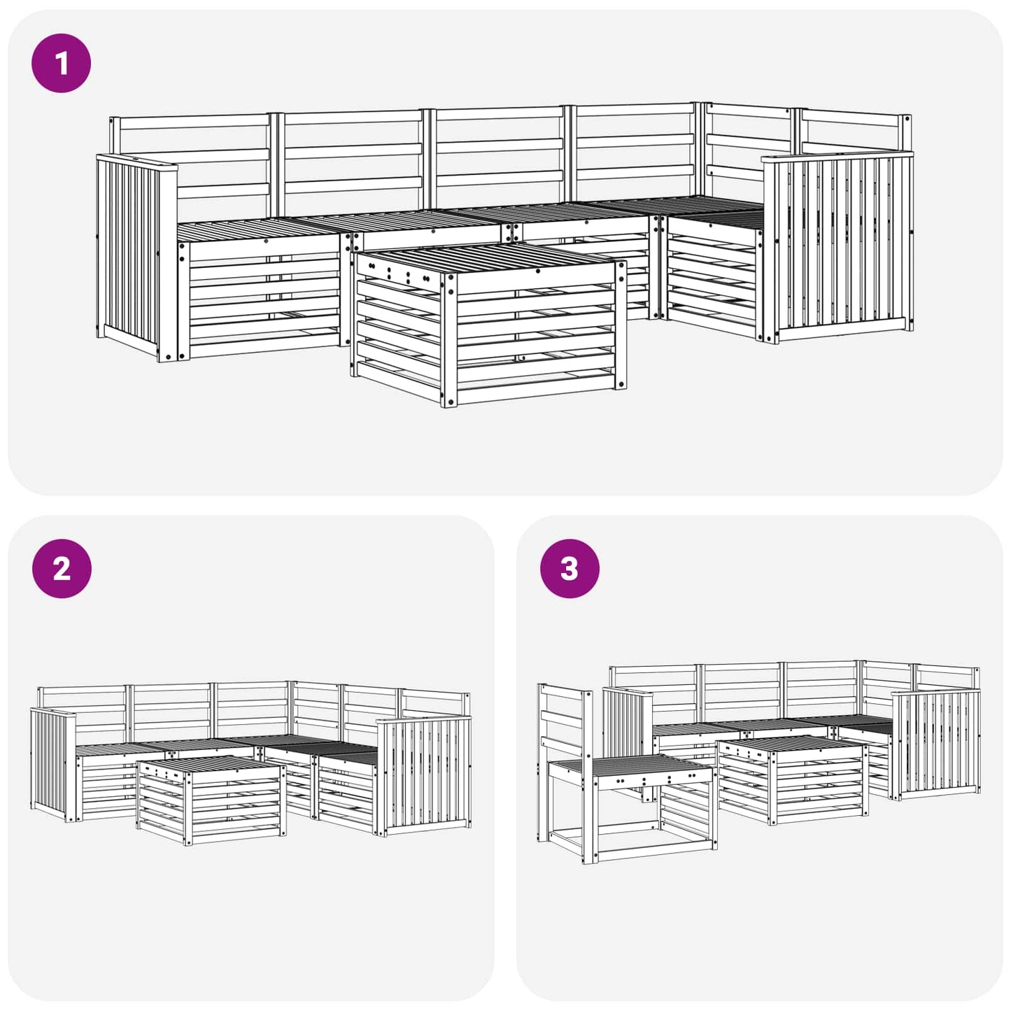 Outdoor Sofa Set 6 pcs White 59 x 59 x 37 cm Solid Acacia Wood