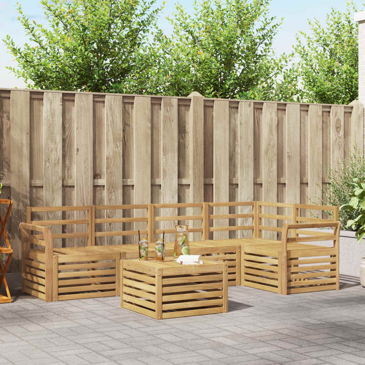 Outdoor Sofa Set 6 pcs White 59 x 59 x 37 cm Solid Acacia Wood