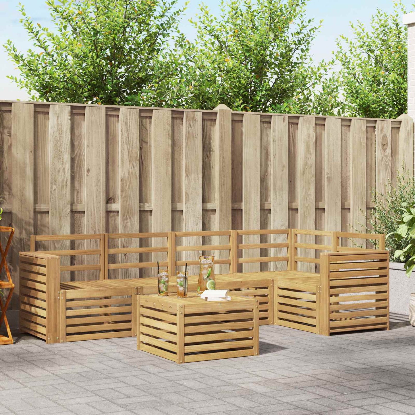 Outdoor Sofa Set 6 pcs White 59 x 59 x 37 cm Solid Acacia Wood