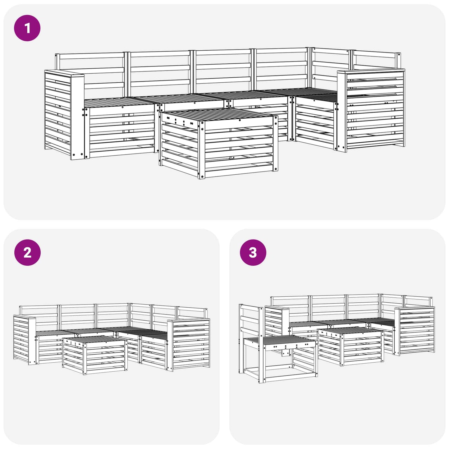 Outdoor Sofa Set 6 pcs White 59 x 59 x 37 cm Solid Acacia Wood