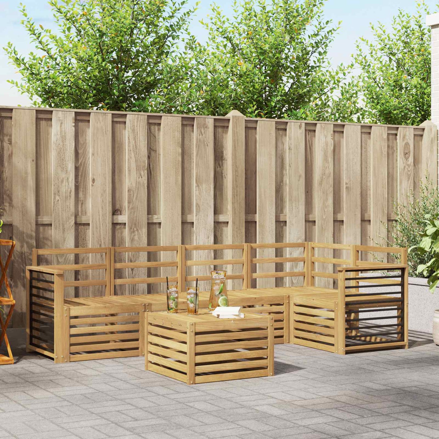 Outdoor Sofa Set 6 pcs White 59 x 59 x 37 cm Solid Acacia Wood