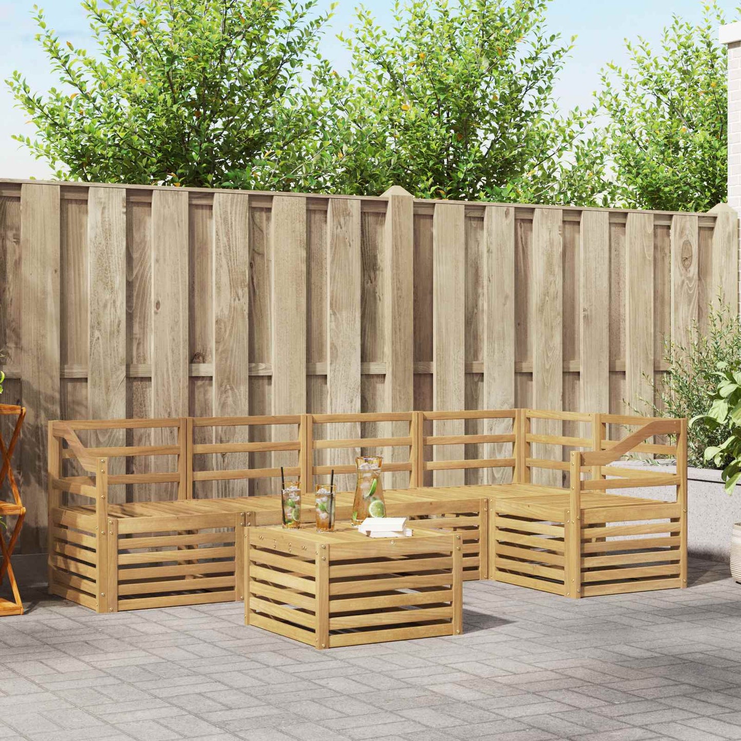 Outdoor Sofa Set 6 pcs White 59 x 59 x 37 cm Solid Acacia Wood