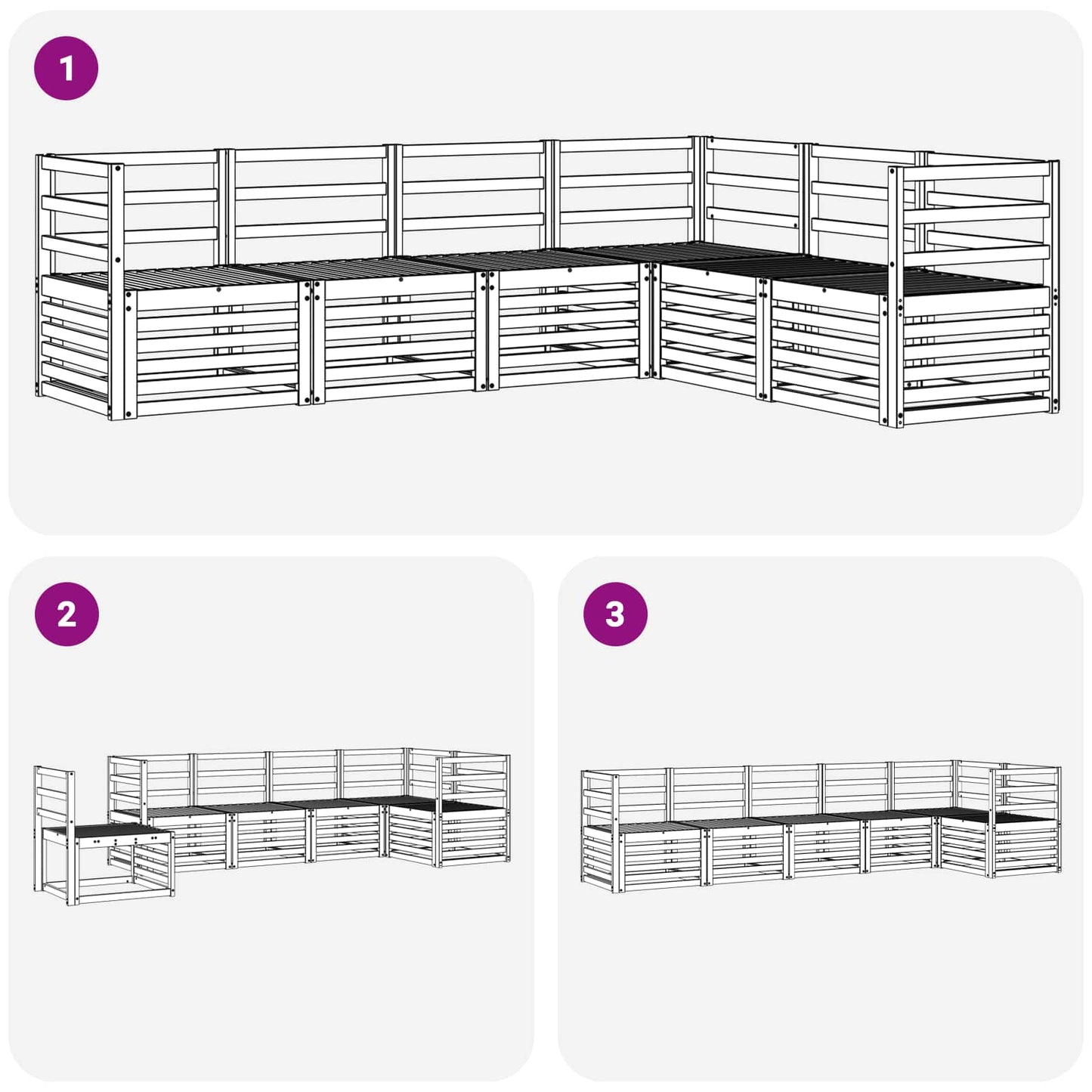 Outdoor Sofa Set 6 pcs White 304 x 126.5 x 73 cm