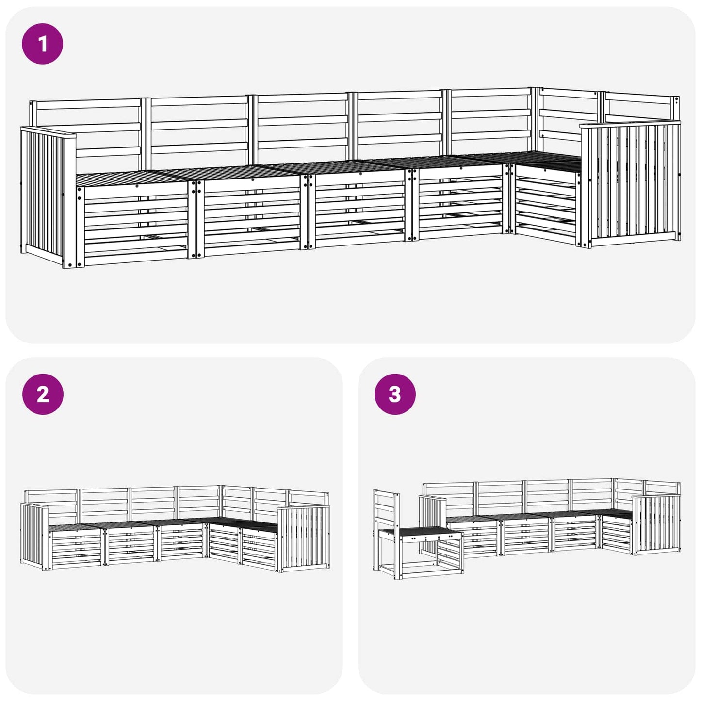 Outdoor Sofa Set 6 pcs White 306 x 128.5 x 73 cm