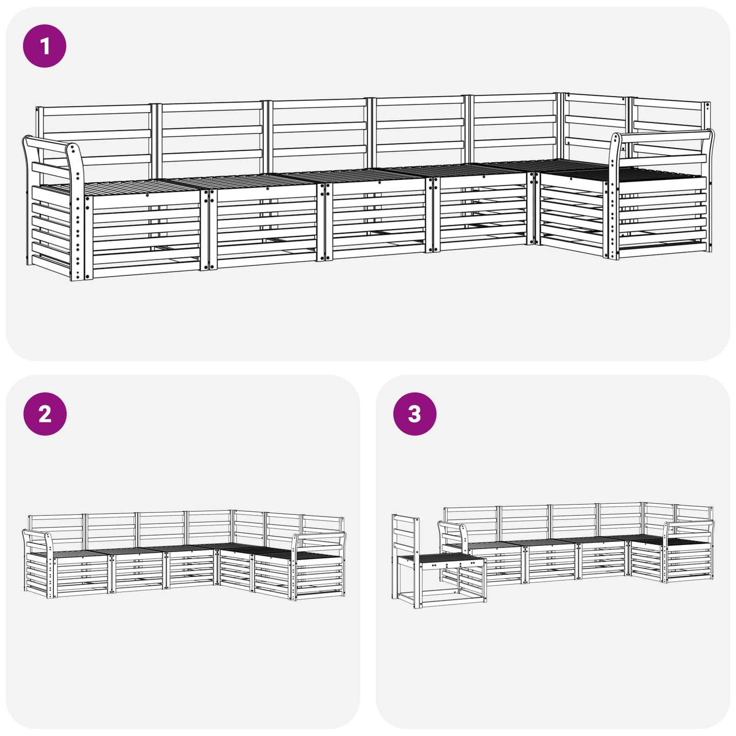 Outdoor Sofa Set 6 pcs White 308 x 130.5 x 73 cm