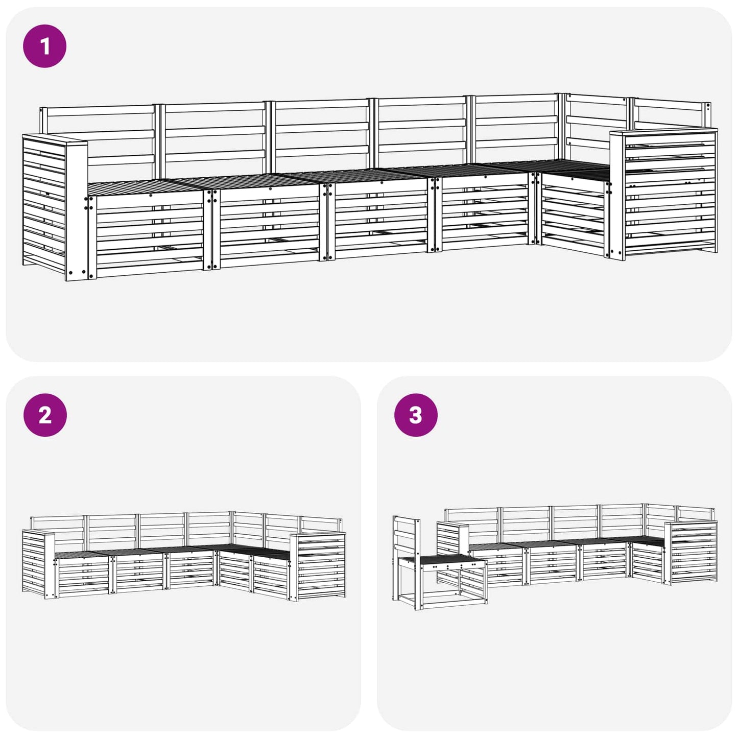 Outdoor Sofa Set 6 pcs White 310 x 132.5 x 73 cm
