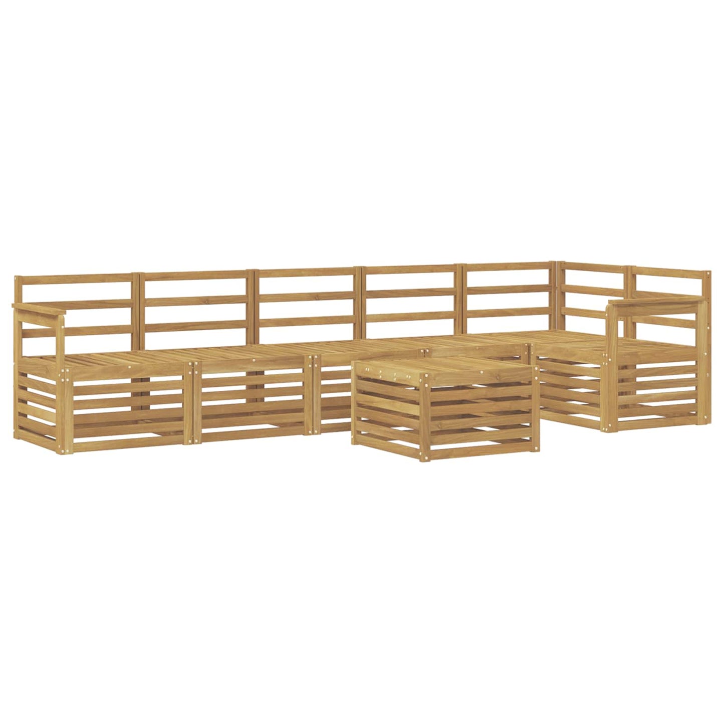 Outdoor Sofa Set 7 pcs White 59 x 59 x 37 cm Solid Acacia Wood