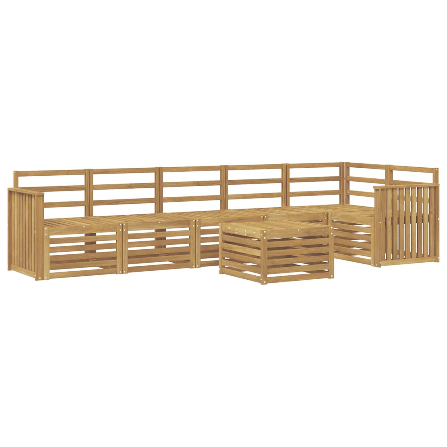 Outdoor Sofa Set 7 pcs White 59 x 59 x 37 cm Solid Acacia Wood