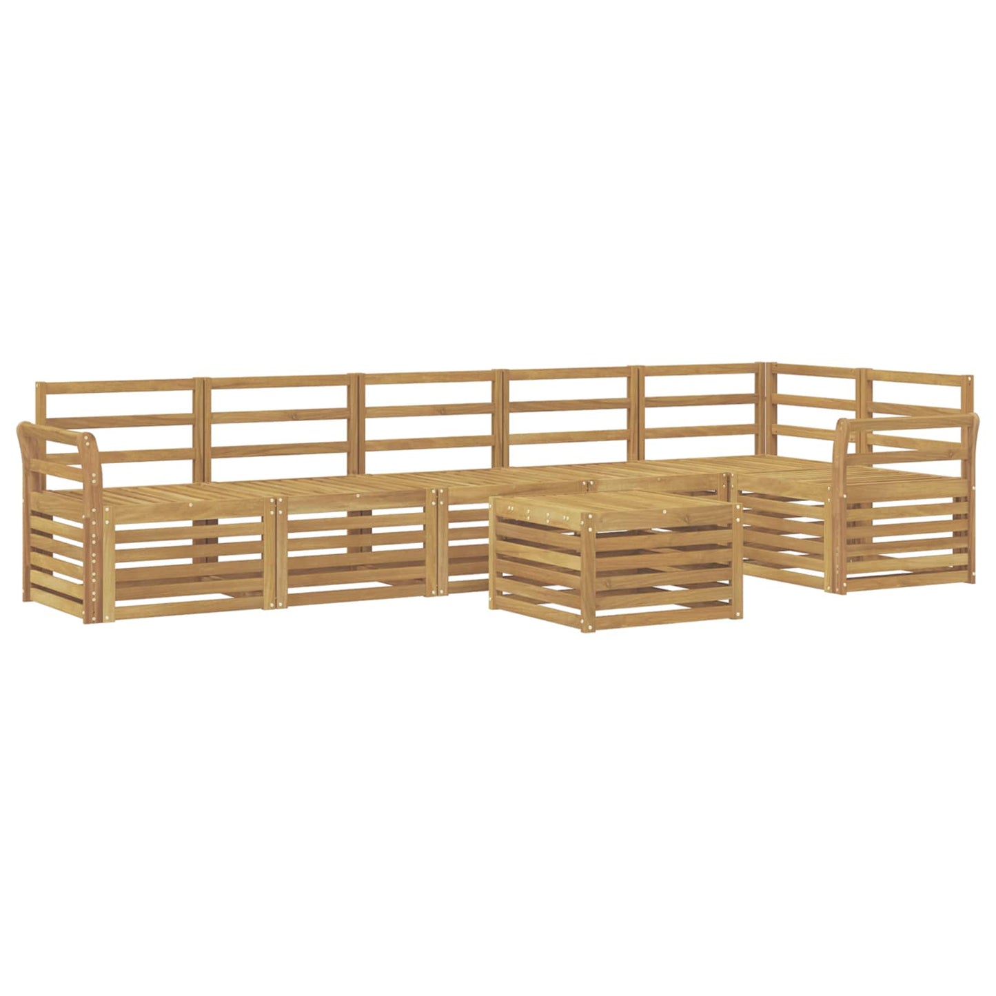 Outdoor Sofa Set 7 pcs White 59 x 59 x 37 cm Solid Acacia Wood