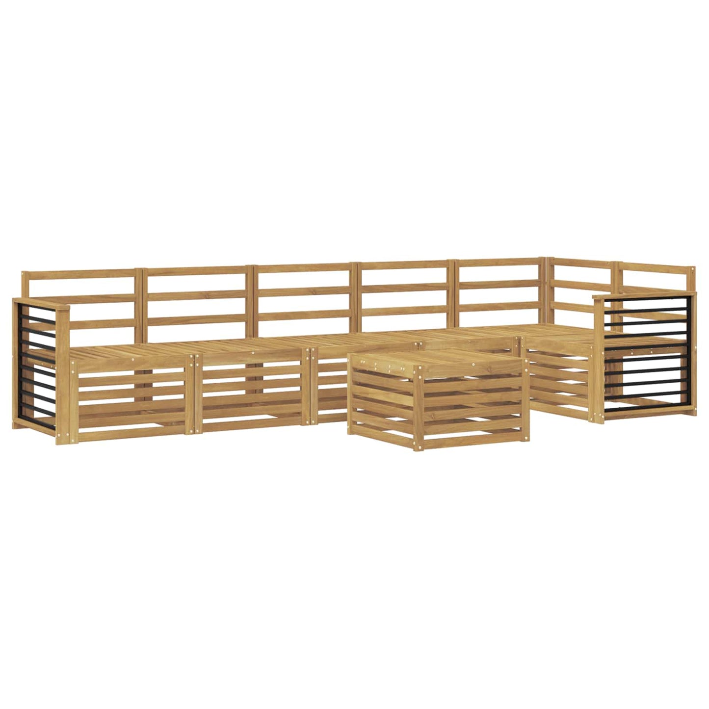 Outdoor Sofa Set 7 pcs White 59 x 59 x 37 cm Solid Acacia Wood