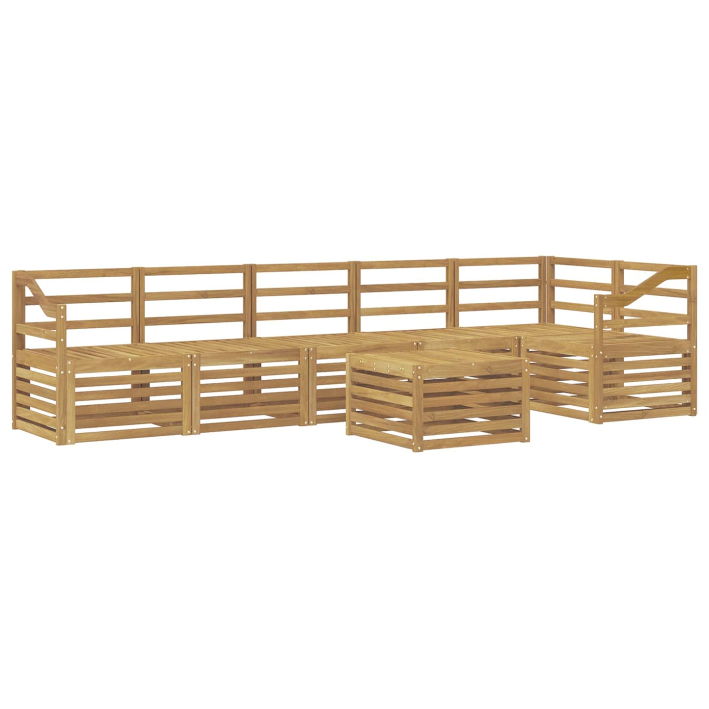 Outdoor Sofa Set 7 pcs White 59 x 59 x 37 cm Solid Acacia Wood