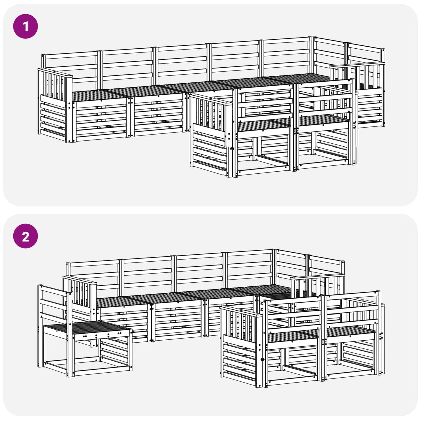 Outdoor Sofa Set 8 pcs White 306 x 128.5 x 73 cm