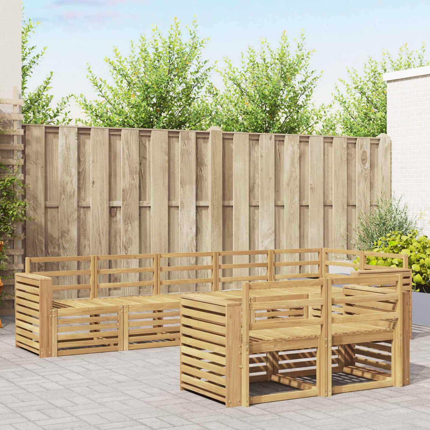 Outdoor Sofa Set 8 pcs White 310 x 132.5 x 73 cm