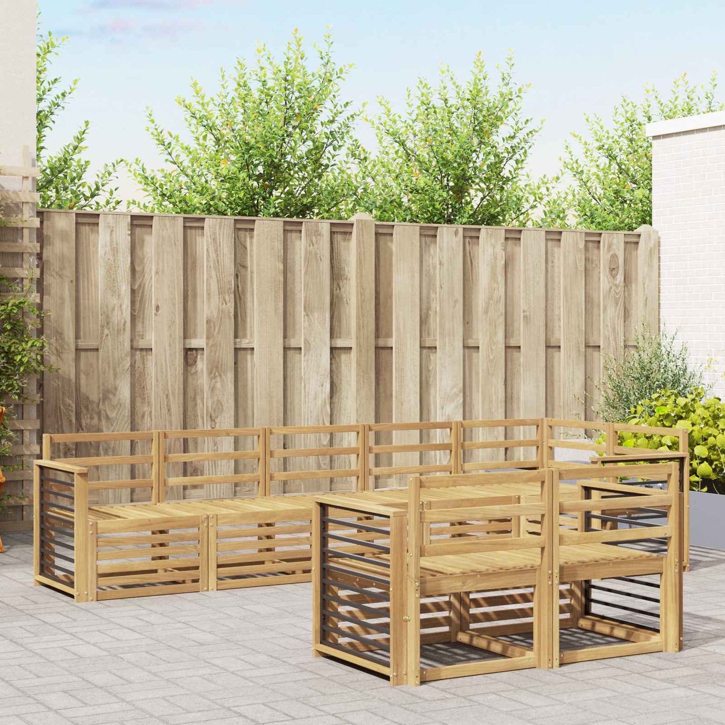 Outdoor Sofa Set 8 pcs White 306 x 128.5 x 73 cm